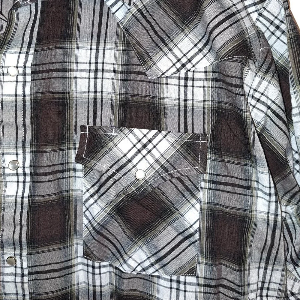 Men's Ely Cattleman Short Sleeve Plaid Western Pearl Snap Shirt XLTALL - Picture 4 of 7